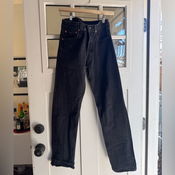 Vintage 501 Levi's Black Straight Jeans - Picture 6 of 8